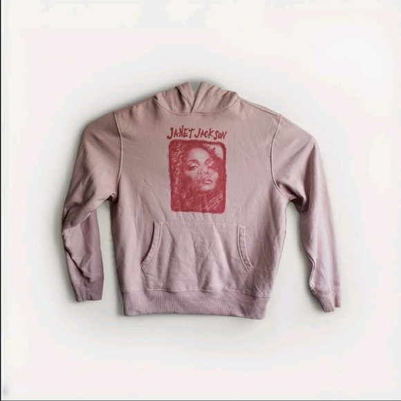 Janet Jackson Baby Pink  Cotton Graphic Pullover Hoodie Size Small. Vintage - Picture 1 of 4